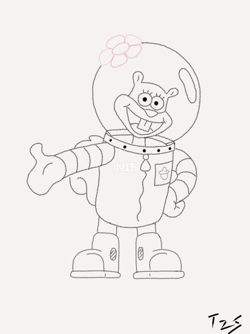 珊迪与她的防护服_简笔画_简笔画教程_文化_绘画