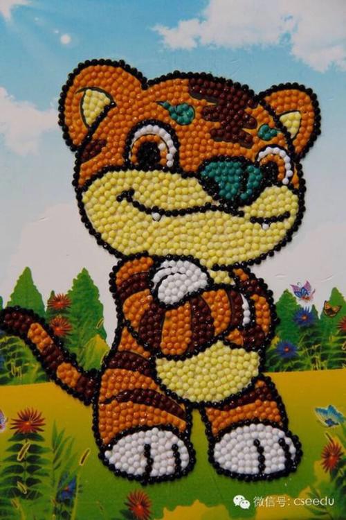 豆子,扣子,粘贴画