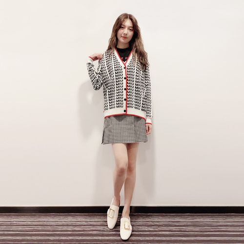 miumiu logo黑白针织开衫 mmf198f43e