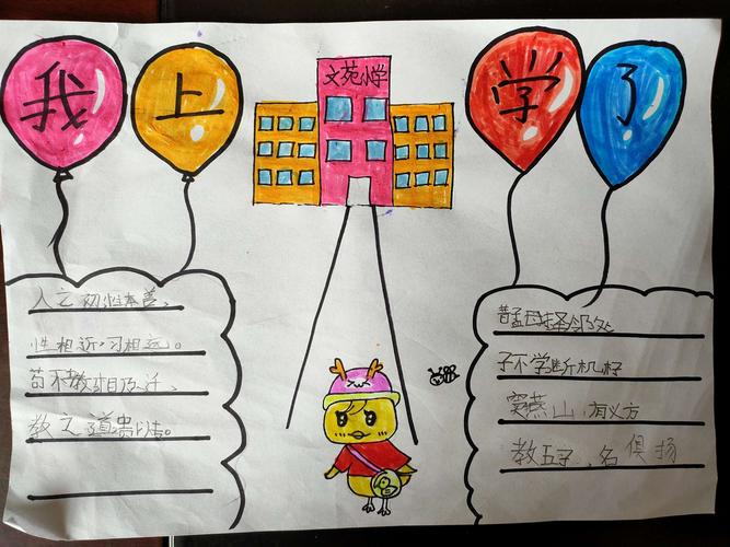 我上学了!——文苑小学一年级一班手抄报作品展