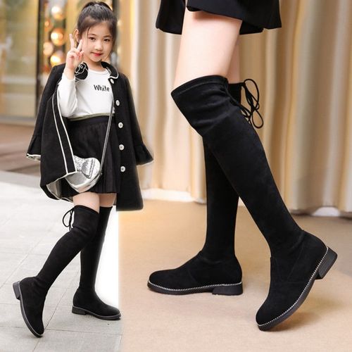 女童过膝长筒靴子2020秋冬季加绒儿童高筒靴中大童小女孩公主长靴