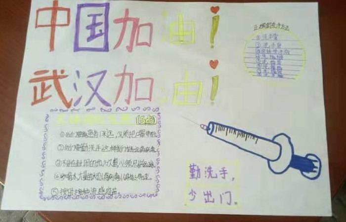 六年级田甜手抄报《中国加油!武汉加油!》