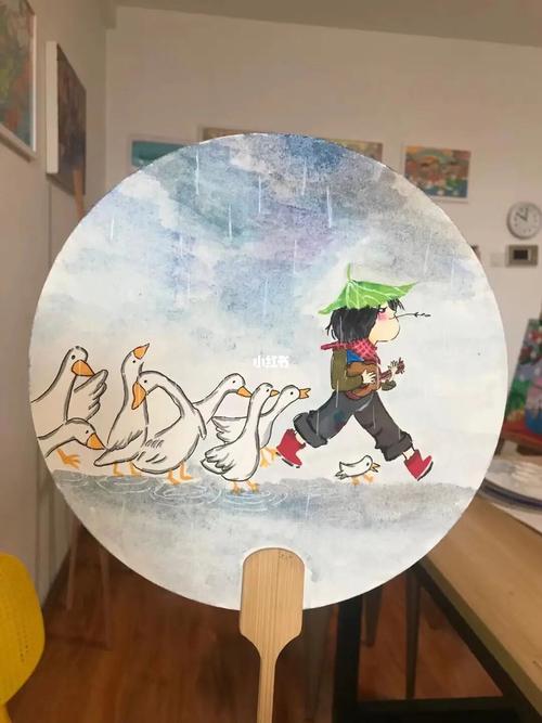 暑假班特色课《画扇面》_暑假_创意美术_毛笔字_水彩画_水彩笔_儿童