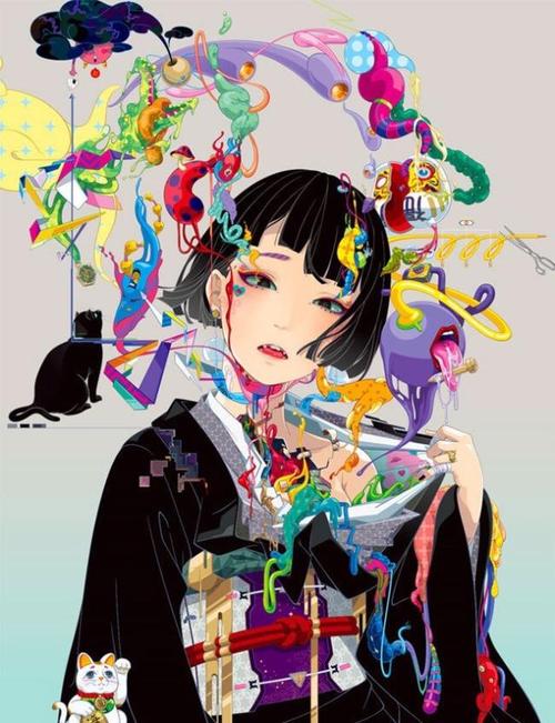 人物绘画,撞色超出彩的日系人物插画