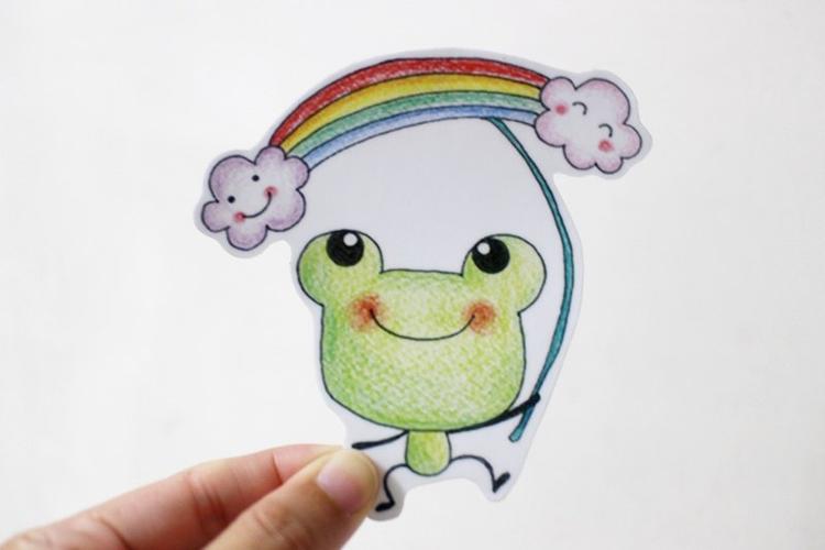防水贴纸(大)_青蛙彩虹