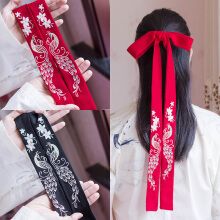 古风彼岸花汉服绣花发带 超仙曼珠沙华发绳中国风古装发饰女 彼岸花红