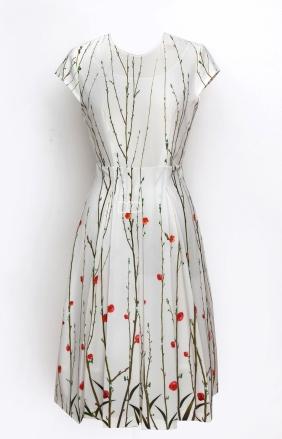 chicco mao 毛宝宝 隋雨蒙 同款 田园清新风格花朵藤蔓修身连衣裙