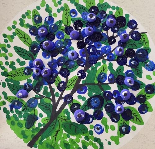 少儿创意画～蓝莓熟了_蓝莓_创意画_文化_绘画