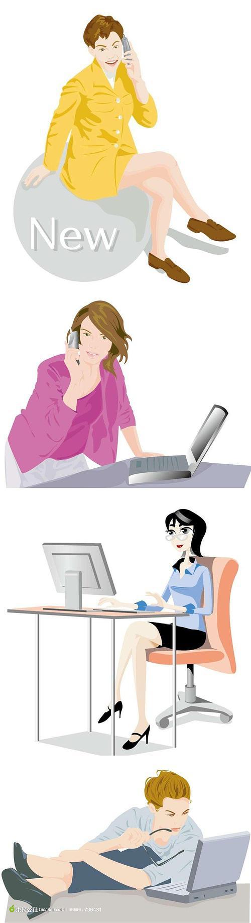美女上班族简笔画