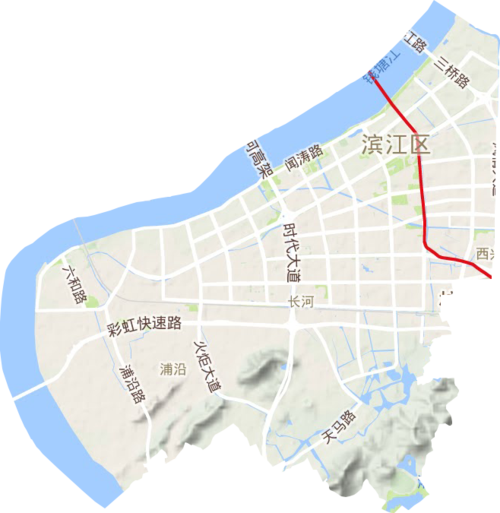 滨江区高清地形地图,滨江区高清谷歌地形地图