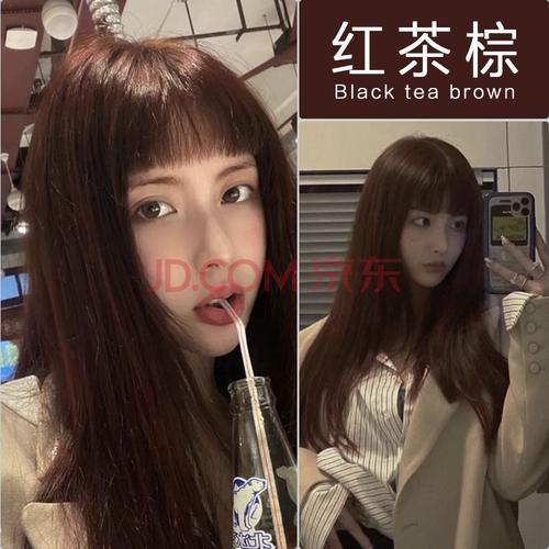 自己在家染发膏植物红茶棕奶茶色蜜茶棕2021流行色显白染发剂学生54