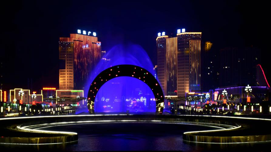 宝鸡南站喷泉广场夜景