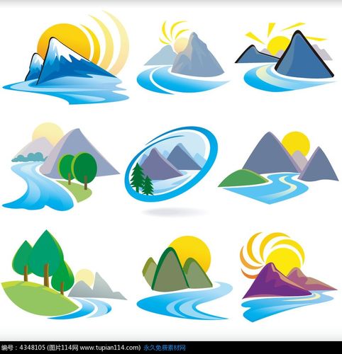 矢量河流山川图标
