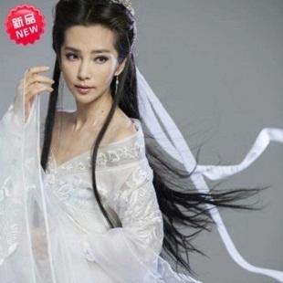 新款白色唯美古装 仙女汉服游cos大话西游2 李冰冰送丝带实物图