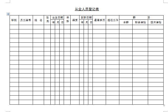 从业人员登记表