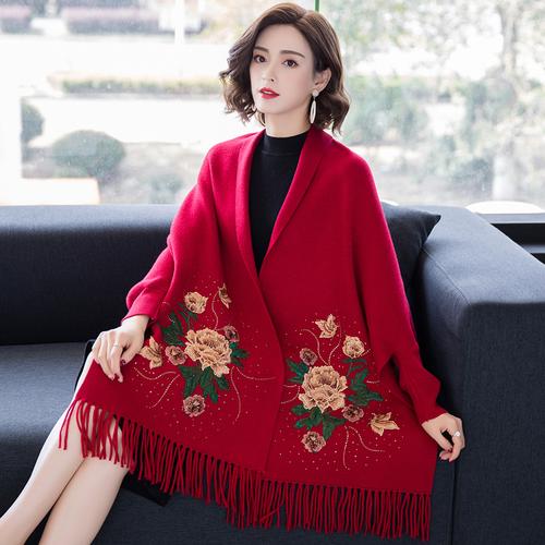 披风女秋_披风外套女秋_万圣节服装成人女披风_ 羊绒衫女 披风 - 下午