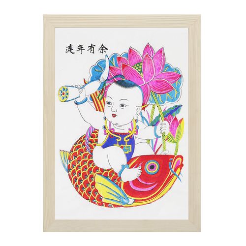 年画线稿学校教学年画带颜料画笔涂鸦绘画 diy 潍坊杨家埠木版年画
