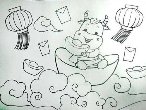 少儿美术课程分享 2021新年主题绘画 《牛年大吉》