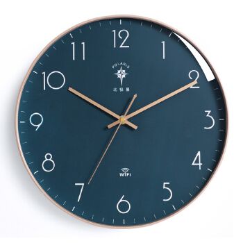 挂钟自动对时钟表客厅时钟家用日历轻奢石英钟超电波钟青鸟飞鱼 智能