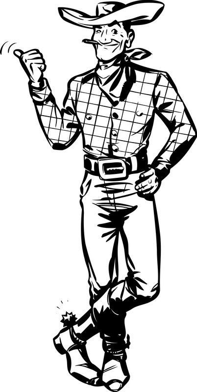 西部牛仔黑白剪影矢量图