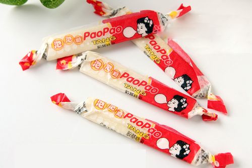 80后零食上海冠生园泡泡糖长条泡泡糖一盒100条300g一箱30盒