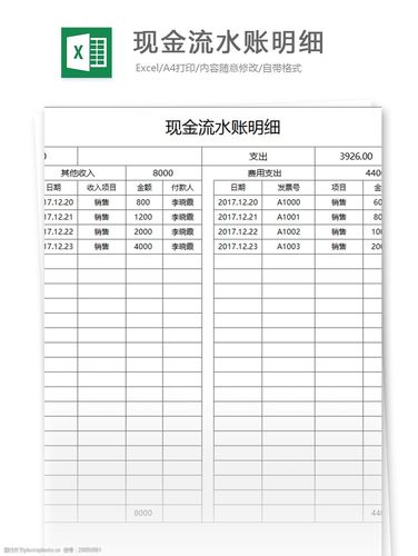 现金收入支出流水账明细