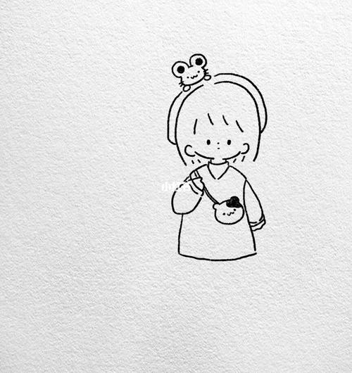 黑白简笔画丨可爱布丁狗女孩简笔丨附过程