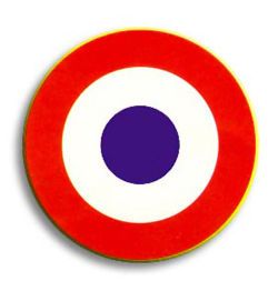 法国空军机徽,由三个同心圆组 成,由外到内分别为红,白,蓝.