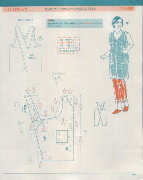 长袖围裙的裁剪纸样