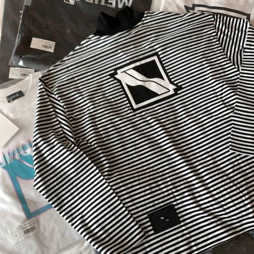 we11done2021秋季welldone新款条纹长袖立领恤卫外套女士包袋