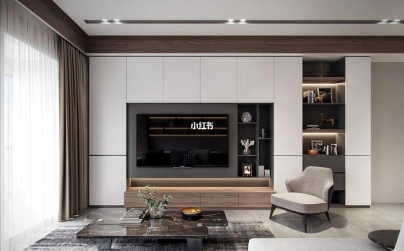 2021年最火97的极简客厅电视柜/电视背景_极简风_电视机_客厅_电视