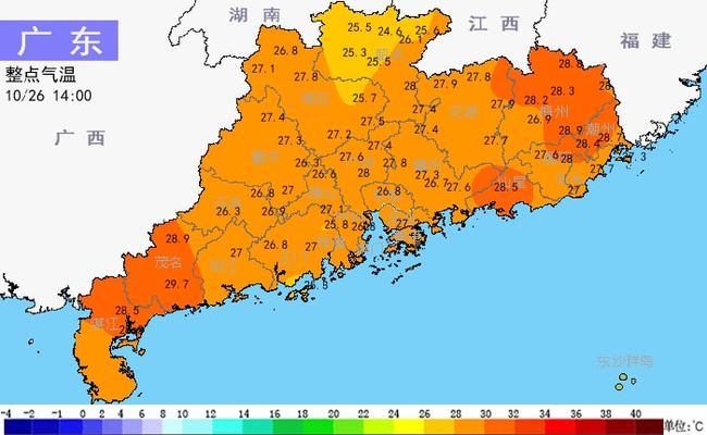 广东珠三角也普遍在26-27度,之前的那种阴雨湿冷在广东几乎完全不复