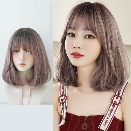 假发女齐刘海梨花头短发假发锁骨齐肩发空气刘海短直发假发全头套