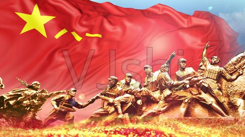 八一军旗红军背景(无缝循环)_3840x2160_高清视频素材