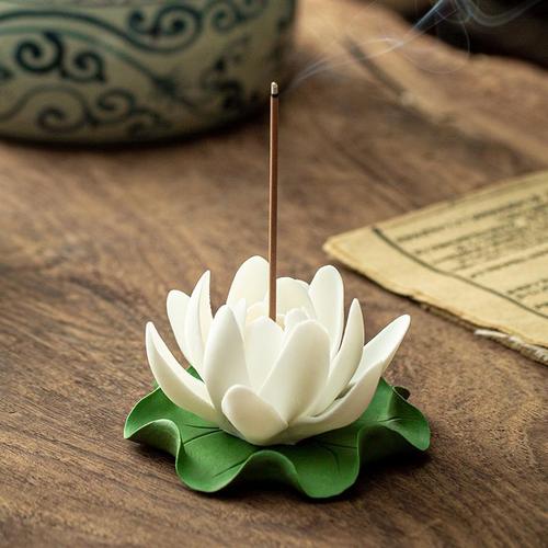 岩头陶瓷莲花香插陶瓷茶宠摆件香座香托线香香炉笔搁