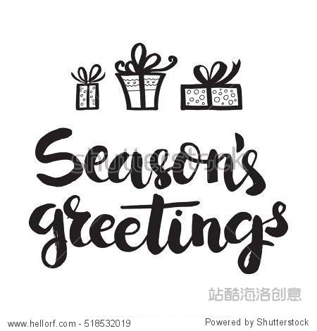 hand drawn lettering seasons"s greetings.