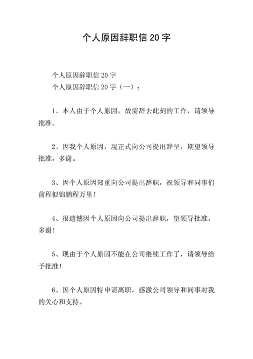 个人原因辞职信20字.doc 23页