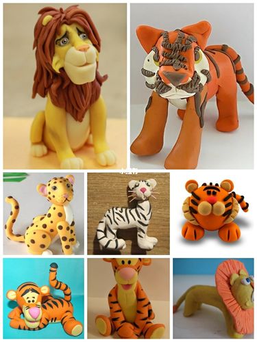 粘土手工动物|狮子豹子老虎橡皮泥黏土手工_粘土_手工