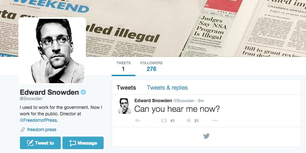 edward snowden is on twitter: @snowden