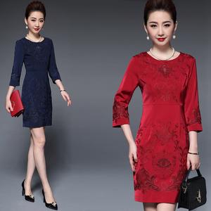 嫁女儿妈妈礼服时尚高贵冬季长袖岳母儿子结婚中年喜婆婆婚宴秋装