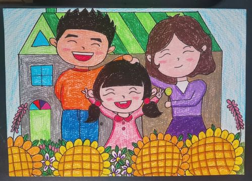 主题儿童画《我的家》_简笔画_油画_绘画_简笔画教程