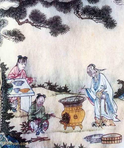 煎药图 明代《本草品汇精要》书影