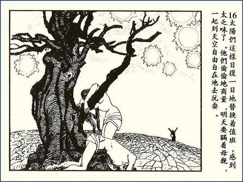 神话故事《后羿射日除凶》连环画