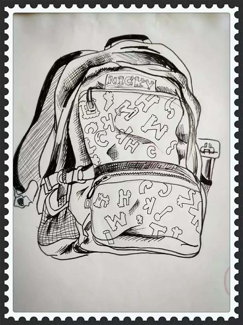 实小空中课堂三年级线描写生《我的书包》