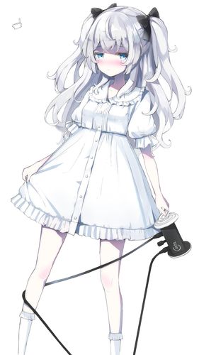 しゃのあ|白ワンピ|女孩子|银发|短