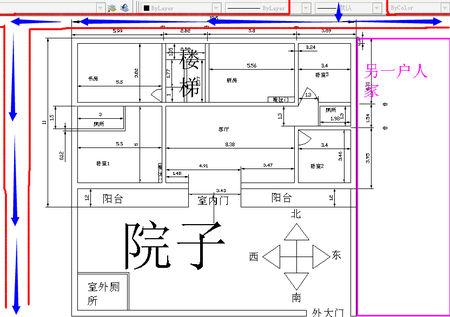请教风水大师,看我家自建房布局,坐北向南.有详细图