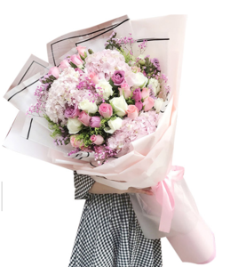 高端定制韩式混搭唯美花束绣球桔梗玫瑰鲜花速递全国同城店配送x