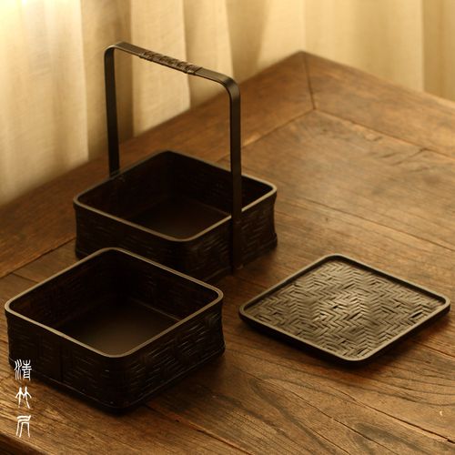 清竹居|日式小食盒提篮多层 糖果篮子水果盒旅行中式茶具收纳盒
