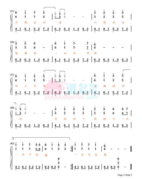 宋宇宁《那年年少》钢琴谱
