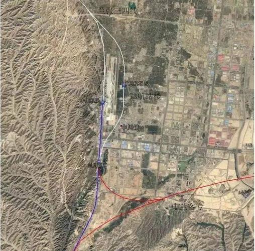 中川机场枢纽布置示意图(仅供参考) 新建兰州至张掖三四线铁路引入